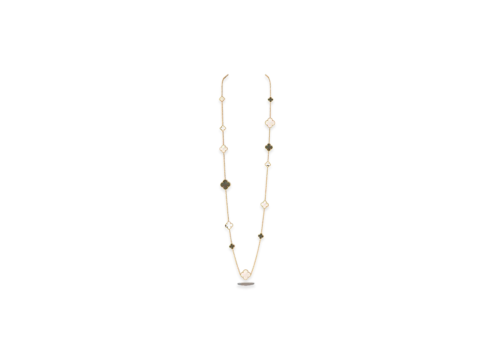 Van Cleef & Arpels Magic Alhambra long necklace 16 motifs "18K Yellow gold/Onyx/Mother-of-pearl"