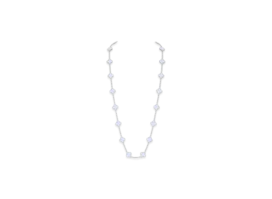 Van Cleef & Arpels Vintage Alhambra long necklace 20 motifs "18K White gold/Chalcedony"