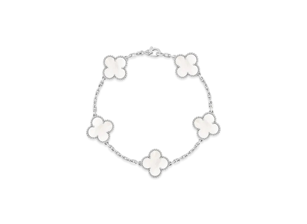Van Cleef & Arpels Vintage Alhambra bracelet 5 motifs "18K White gold/Mother-of-pearl"