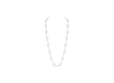 Van Cleef & Arpels Vintage Alhambra long necklace 20 motifs "18K White gold/Mother-of-pearl"