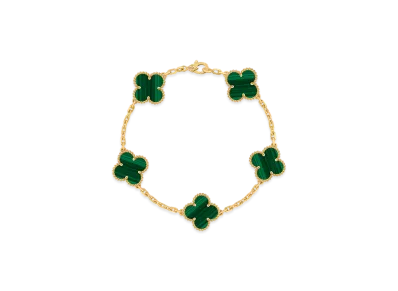 Van Cleef & Arpels Vintage Alhambra bracelet 5 motifs "18K Yellow gold/Malachite"