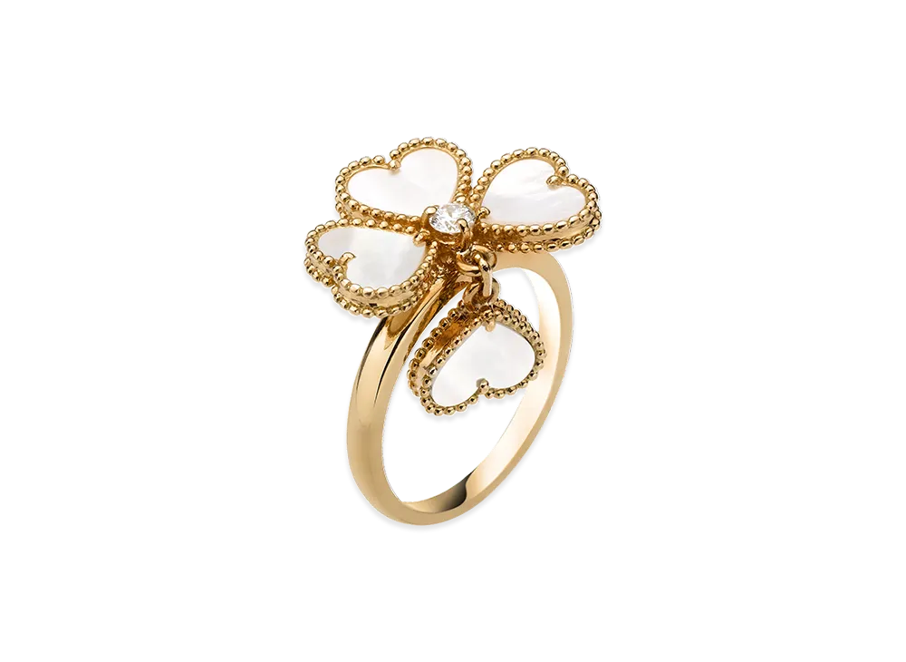 Van Cleef & Arpels Sweet Alhambra heart ring "18K Yellow gold/Diamond/Mother-of-pearl"