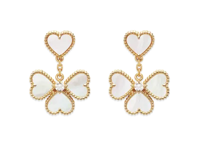 Van Cleef & Arpels Sweet Alhambra heart earrings "18K Yellow gold/Diamond/Mother-of-pearl"