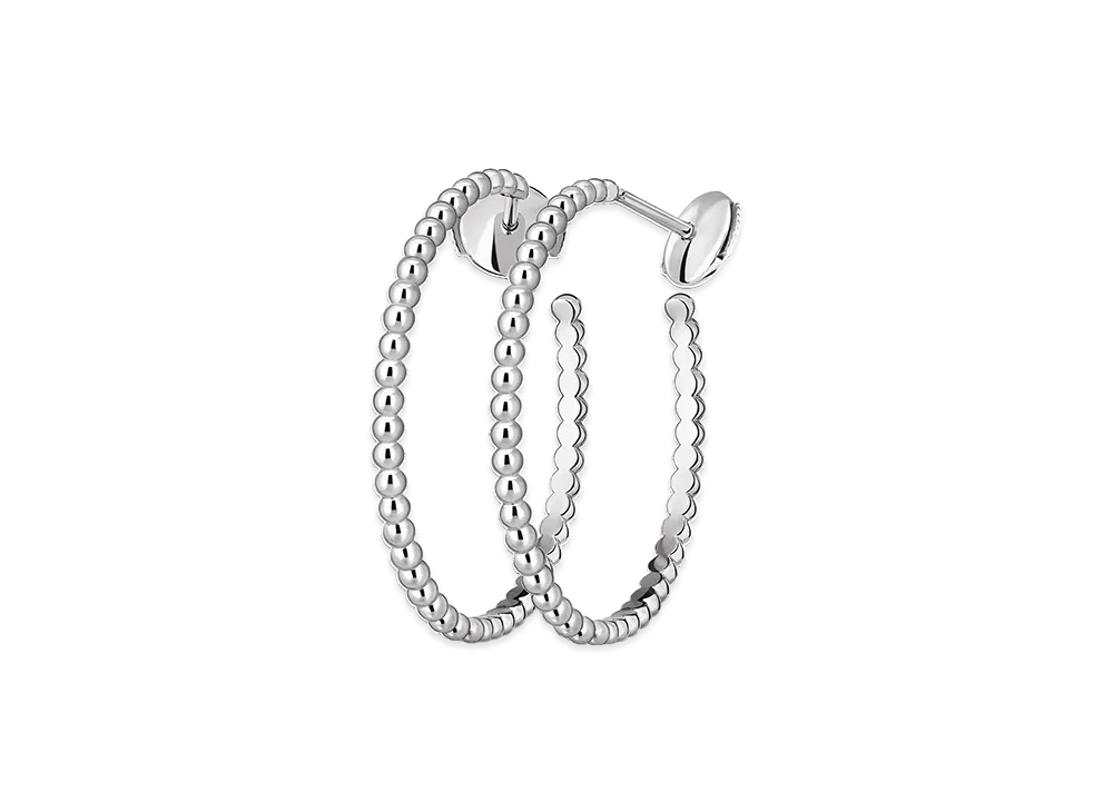 Van Cleef & Arpels Perlee gold pearls hoop earrings small model "18K White gold"