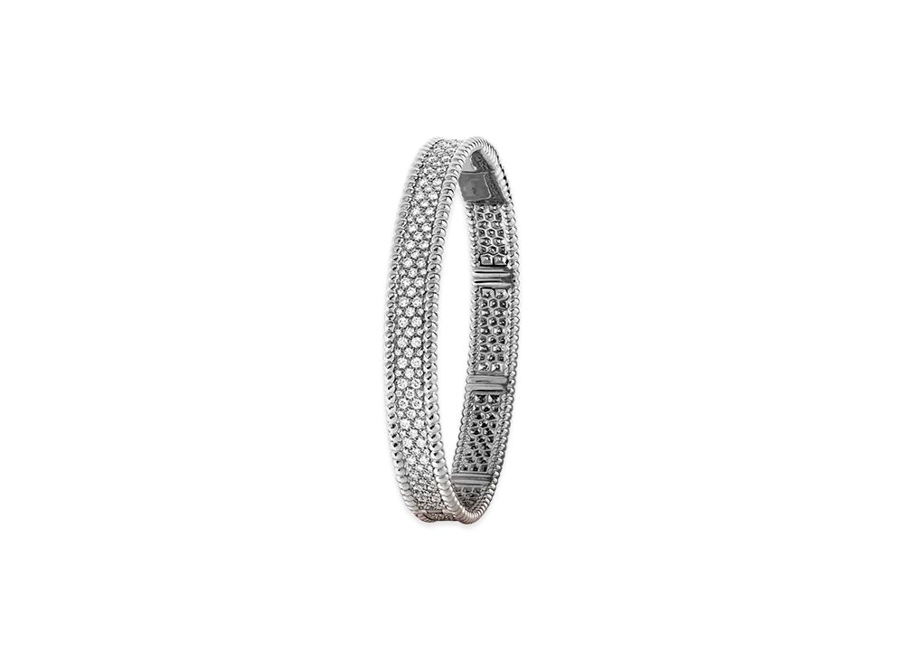 Van Cleef & Arpels Perlee diamonds bracelet 3 rows medium model "18K White gold/Diamond"