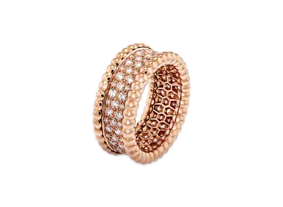 Van Cleef & Arpels Perlee diamonds ring 3 rows model "18K Rose gold/Diamond"