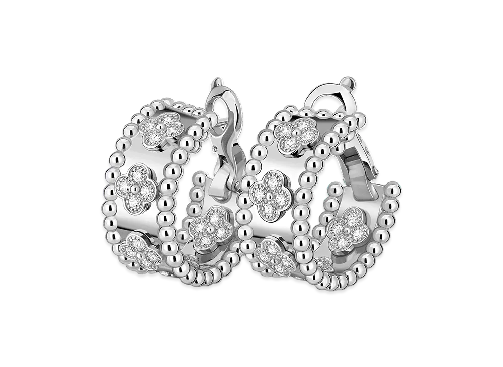 Van Cleef & Arpels Perlee clovers earrings "18K White gold/Diamond"