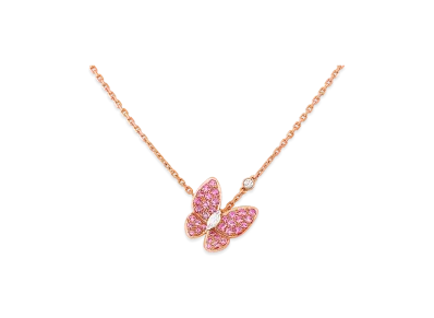 Van Cleef & Arpels Deux Papillons pendant "18K Rose gold/Sapphire/Diamond"