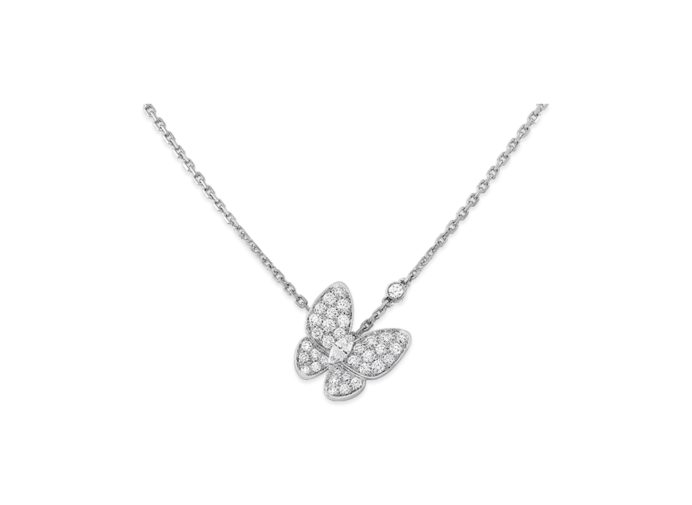 Van Cleef & Arpels Deux Papillons pendant "18K White Gold/Diamond"