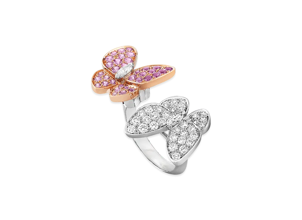 Van Cleef & Arpels Deux Papillons Entre les Doigts ring "18K White gold/Sapphire/Diamond"