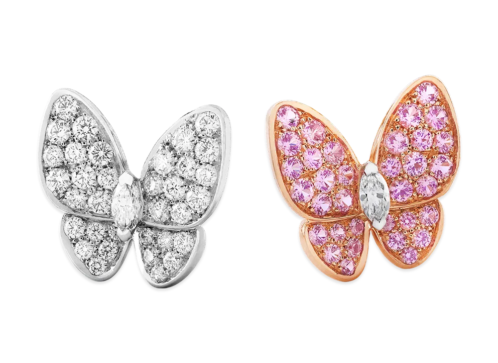 Van Cleef & Arpels Deux Papillons earrings "18K White gold/Sapphire/Diamond"