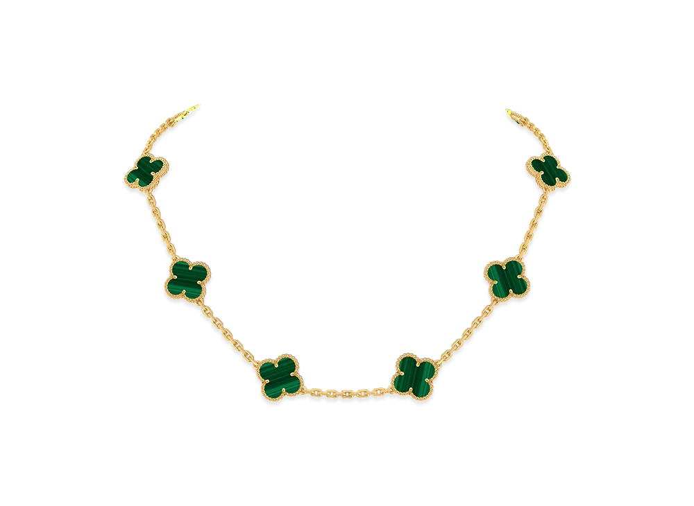 Van Cleef & Arpels Vintage Alhambra necklace 10 motifs "18K Yellow gold/Malachite"