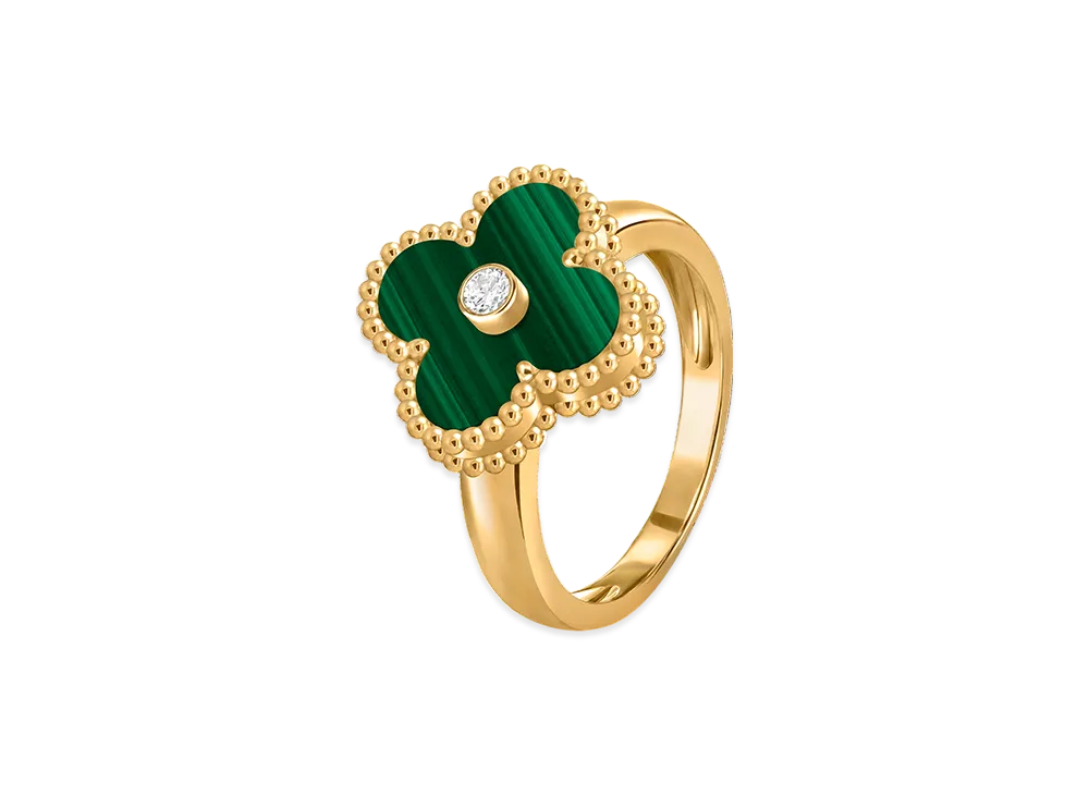 Van Cleef & Arpels Vintage Alhambra ring "18K Yellow gold/Diamond/Malachite"
