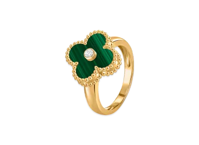 Van Cleef & Arpels Vintage Alhambra ring "18K Yellow gold/Diamond/Malachite"