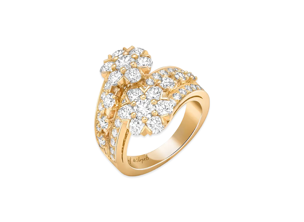 Van Cleef & Arpels Snowflake double fleur ring "18K Yellow gold/Diamond"