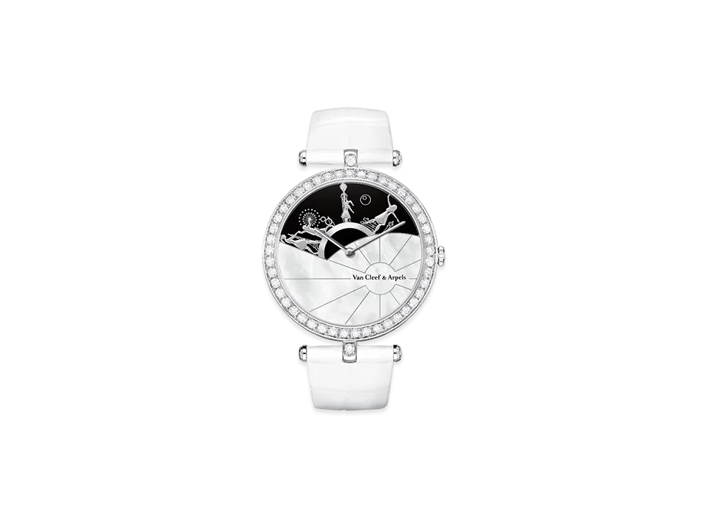 Van Cleef & Arpels Lady Arpels Une Journee a Paris watch "18K White gold/Onyx/Diamond/Mother-of-pearl"