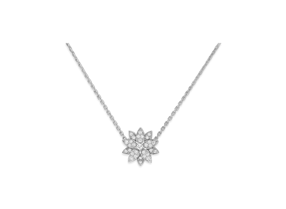 Van Cleef & Arpels Lotus pendant small model "18K White gold/Diamond"