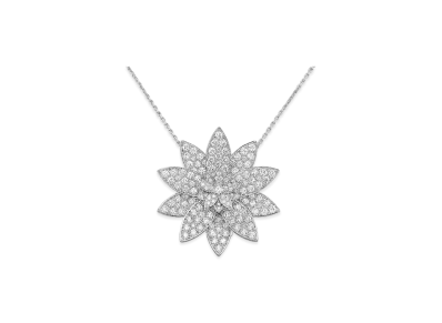 Van Cleef & Arpels Lotus clip pendant large model "18K White gold/Diamond"
