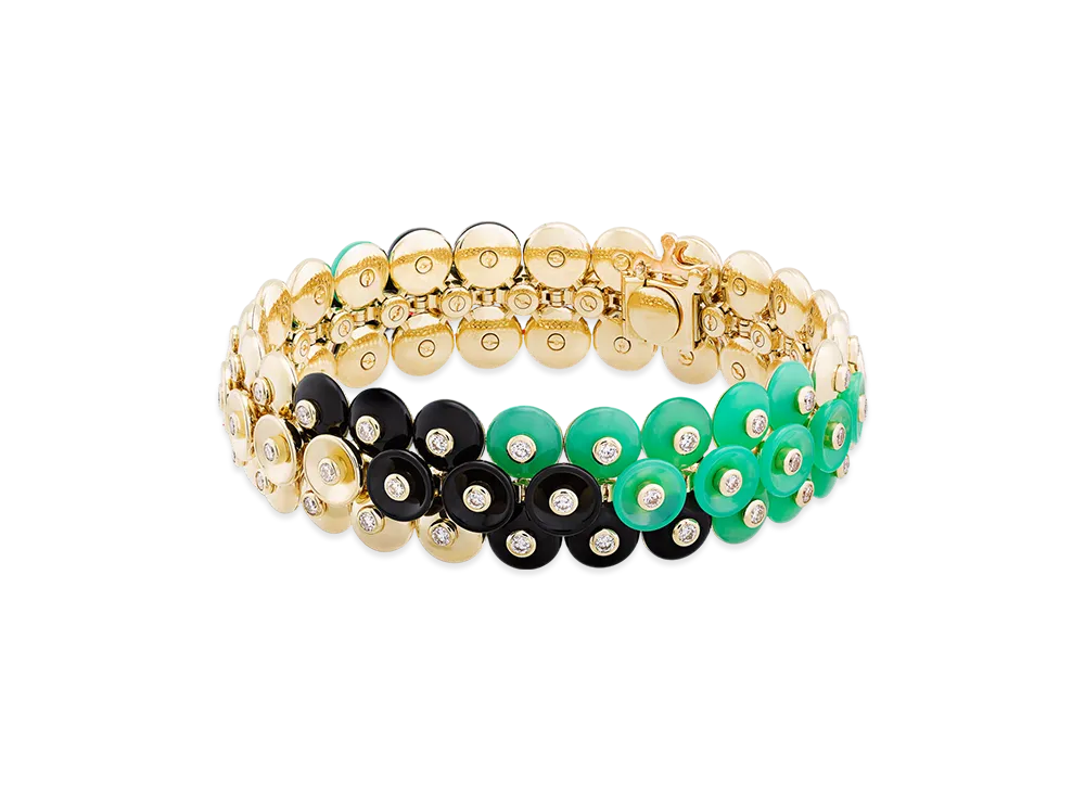 Van Cleef & Arpels Bouton d'or bracelet medium model "18K Yellow gold/Onyx/Chrysoprase/Diamond"