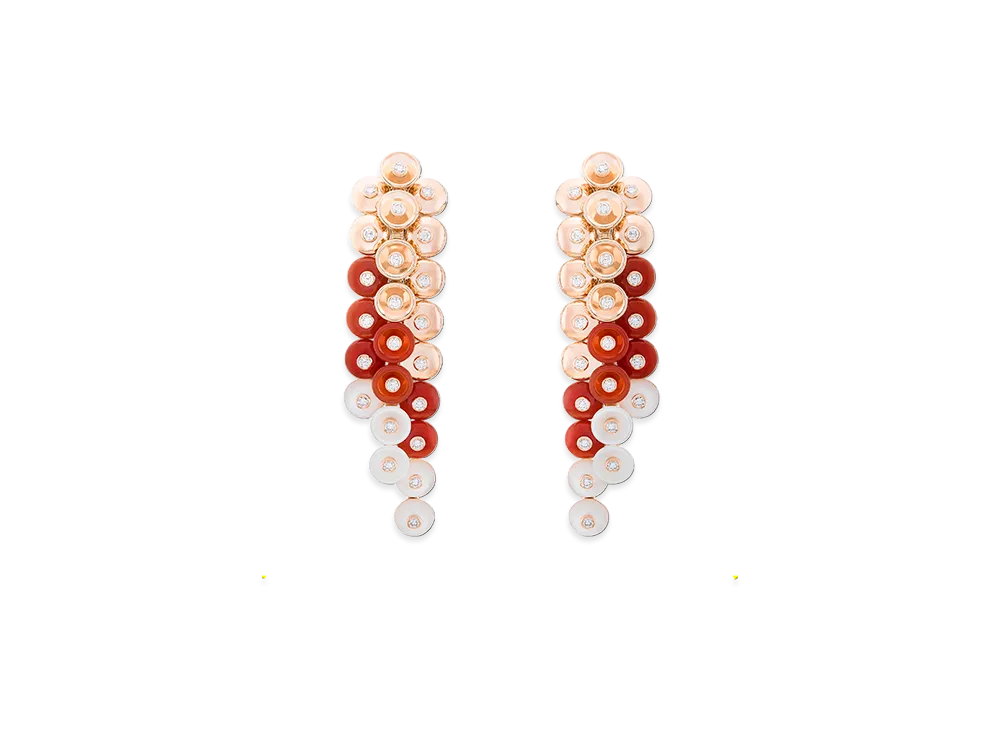 Van Cleef & Arpels Bouton d'or earrings "18K Rose gold/Carnelian/Diamond/Mother-of-pearl"
