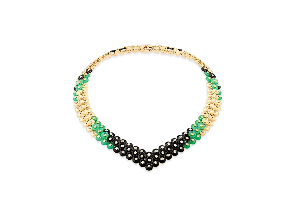 Van Cleef & Arpels Bouton d'or necklace "18K Yellow gold/Onyx/Chrysoprase/Diamond"