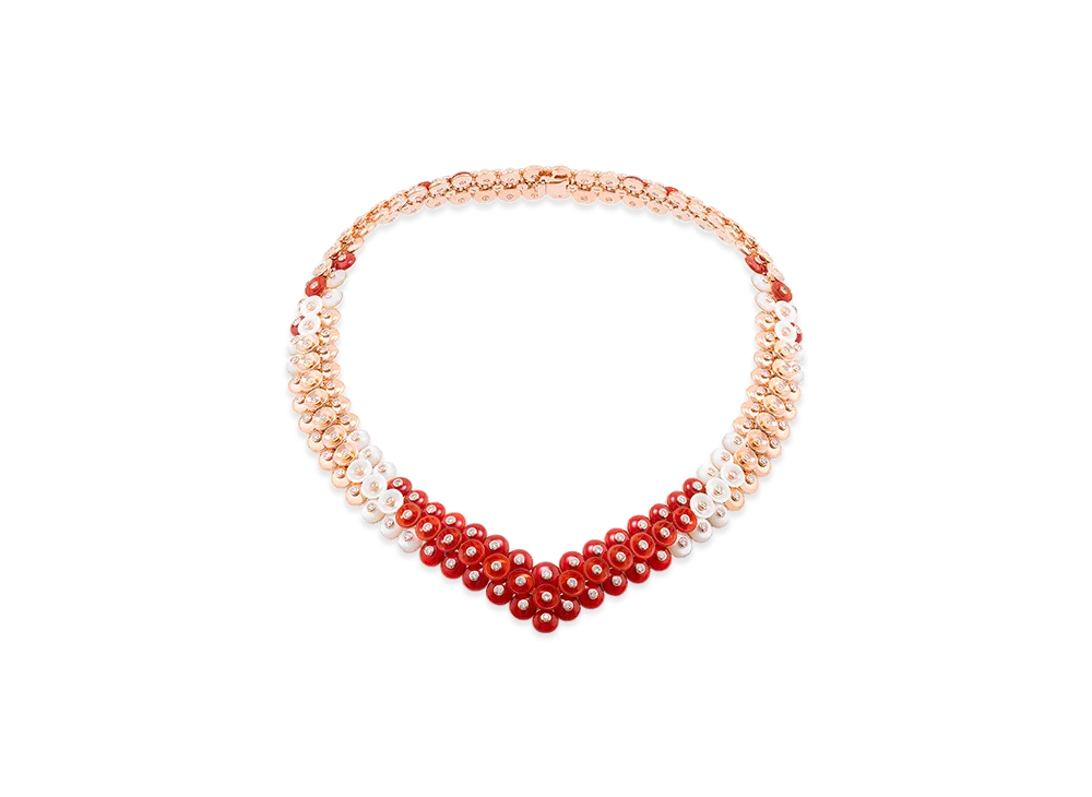 Van Cleef & Arpels Bouton d'or necklace "18K Rose gold/Carnelian/Diamond/Mother-of-pearl"