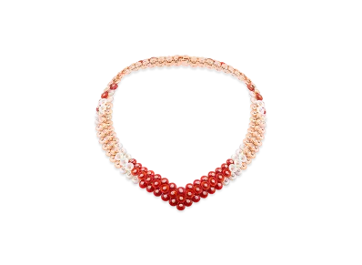 Van Cleef & Arpels Bouton d'or necklace "18K Rose gold/Carnelian/Diamond/Mother-of-pearl"