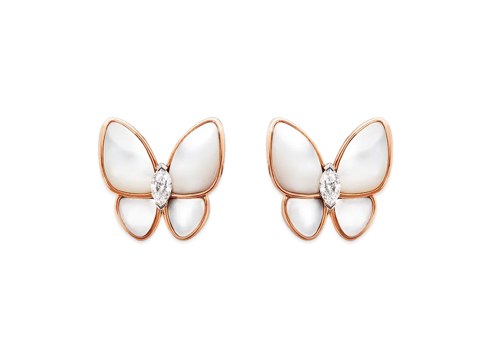 Van Cleef & Arpels Deux Papillons earrings "18K Rose gold/Diamond/Mother-of-pearl"