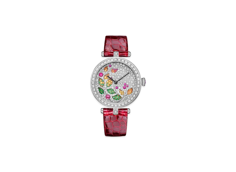 Van Cleef & Arpels Lady Jour des Fleurs watch "18K White gold/Sapphire/Spinel/Spessartite/Diamond/Tsavorite garnet"