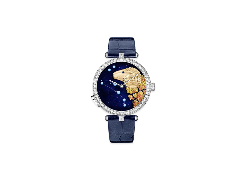 Van Cleef & Arpels Lady Arpels Zodiaque Lumineux Arietis Aries watch "18K White gold/Sapphire/Spessartite garnet/Diamond"