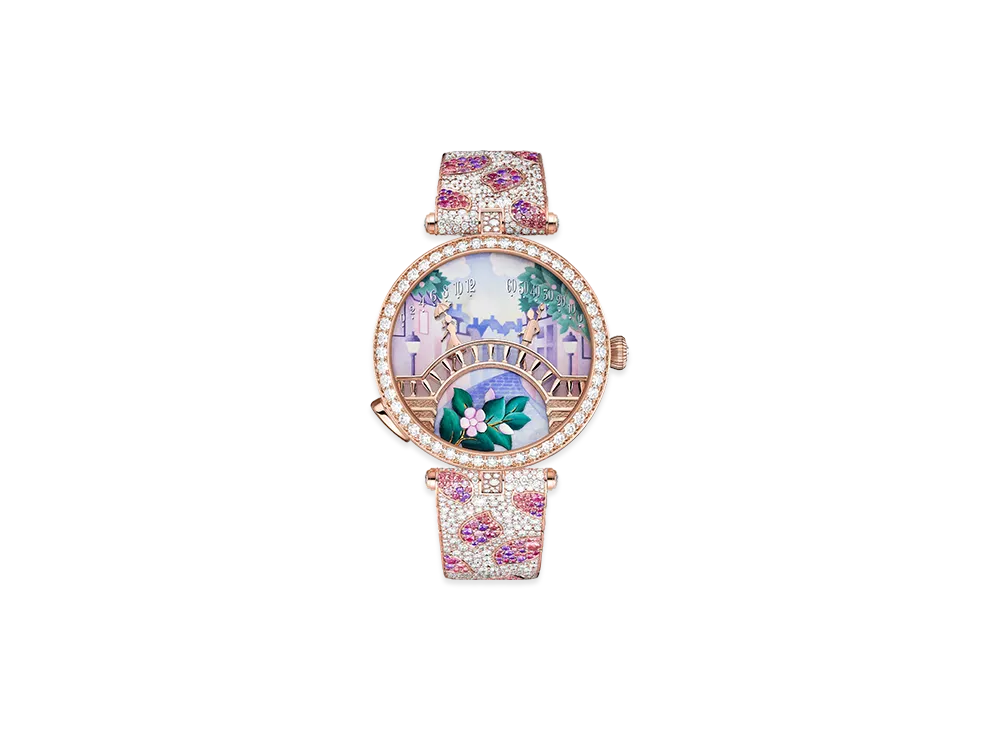 Van Cleef & Arpels Lady Arpels Pont des Amoureux Printemps watch "18K Rose gold/Sapphire/Diamond"