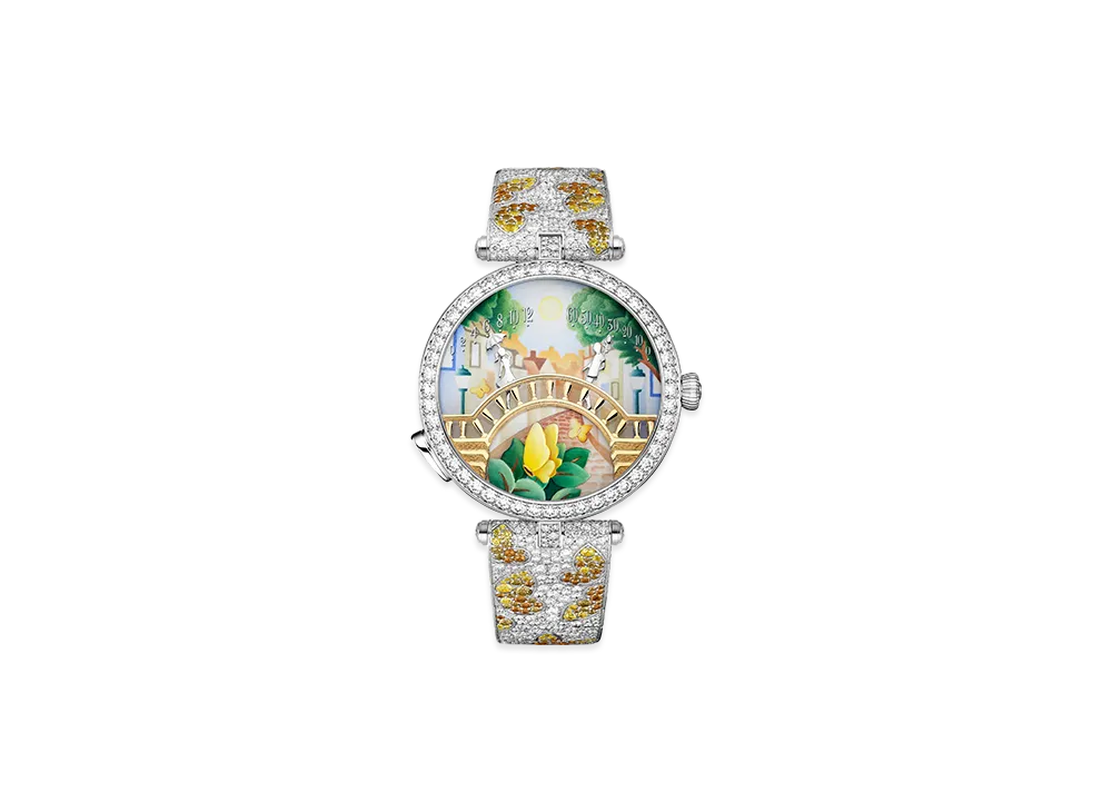Van Cleef & Arpels Lady Arpels Pont des Amoureux ete watch "18K White gold/Sapphire/Spessartite/Diamond"