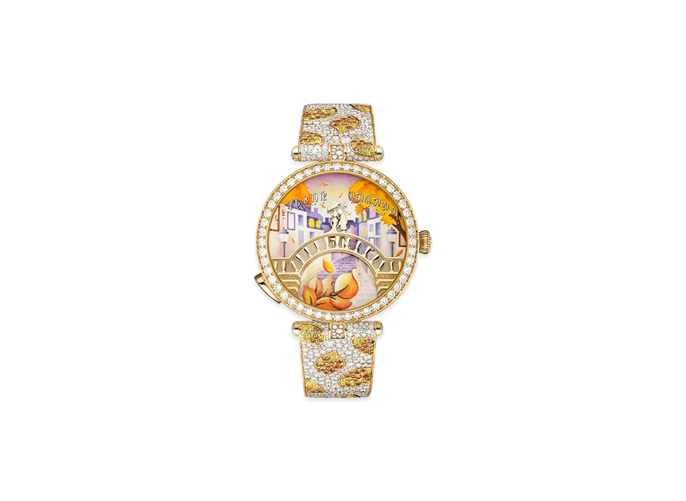 Van Cleef & Arpels Lady Arpels Pont des Amoureux Automne watch "18K Yellow gold/Sapphire/Spessartite/Diamond"