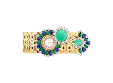 Van Cleef & Arpels Ludo Secret watch "18K Yellow gold/Emerald/Chrysoprase/Sapphire/Diamond/Mother-of-pearl"