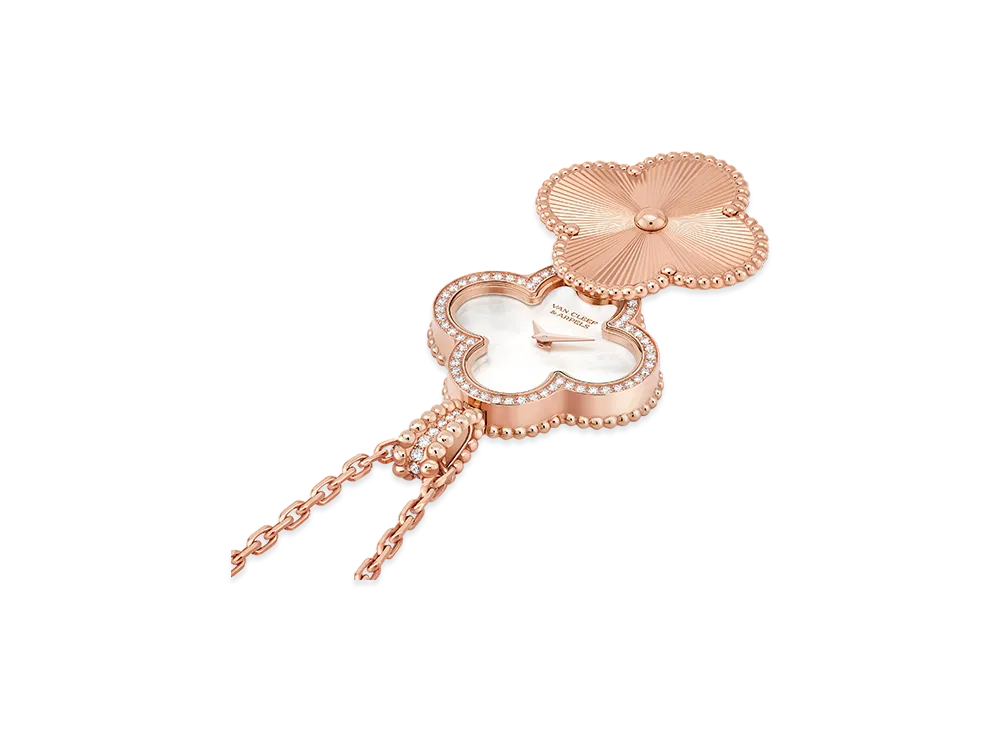 Van Cleef & Arpels Alhambra secret pendant watch "18K Rose gold/Diamond/Mother-of-pearl"