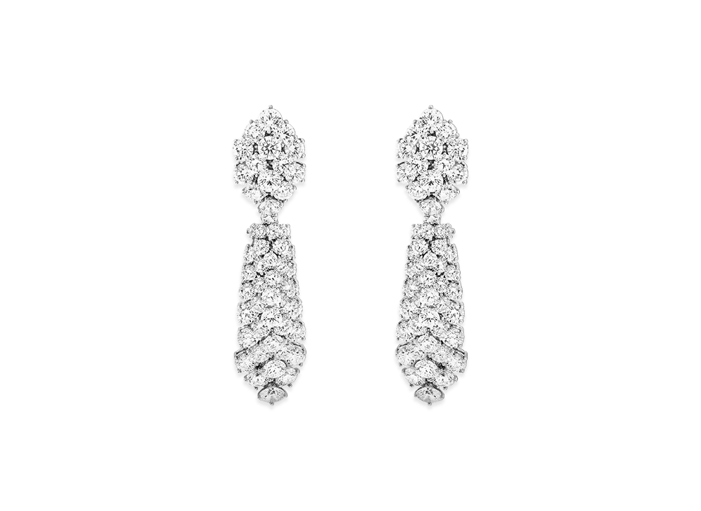 Van Cleef & Arpels A Cheval transformable earrings large model "Platinum/Diamond"