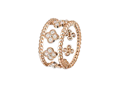 Van Cleef & Arpels Perlee clovers ring medium model "18K Rose gold/Diamond"