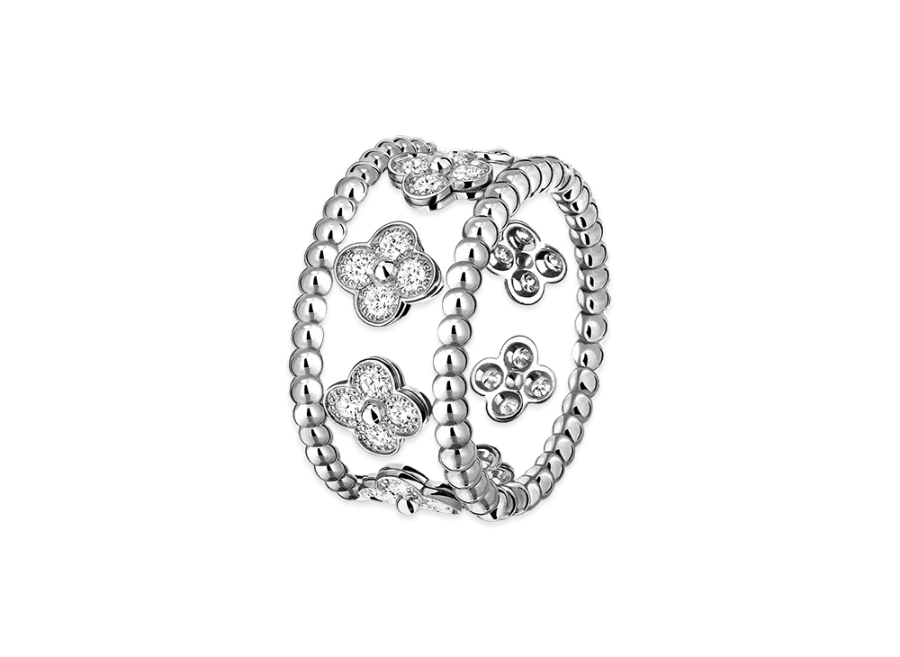 Van Cleef & Arpels Perlee clovers ring medium model "18K White gold/Diamond"
