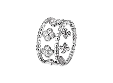 Van Cleef & Arpels Perlee clovers ring medium model "18K White gold/Diamond"