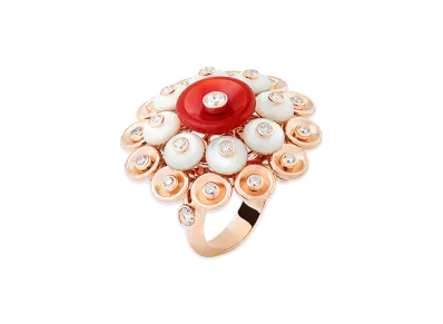 Van Cleef & Arpels Bouton d'or ring "18K Rose gold/Carnelian/Diamond/Mother-of-pearl"