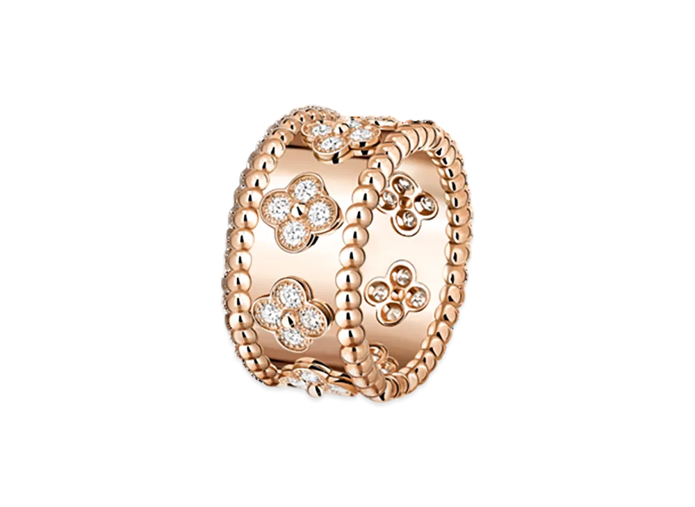 Van Cleef & Arpels Perlee clovers ring small model "18K Rose gold/Diamond"