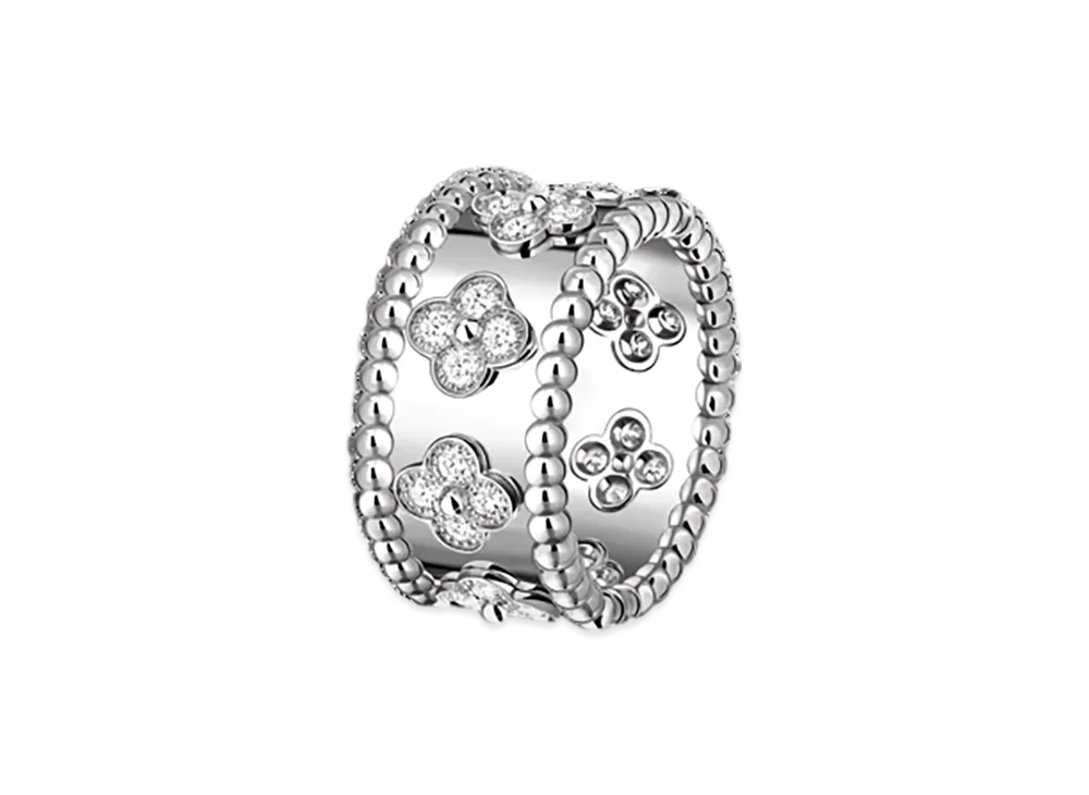 Van Cleef & Arpels Perlee clovers ring small model "18K White gold/Diamond"