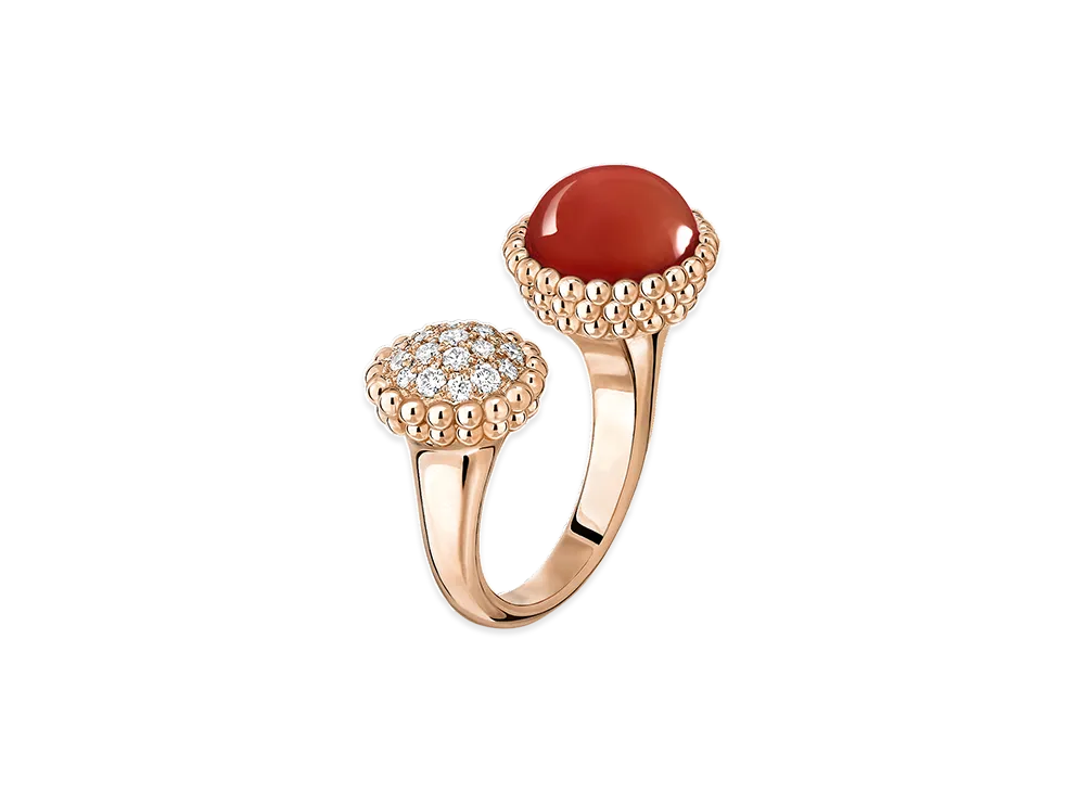 Van Cleef & Arpels Perlee couleurs Entre les Doigts ring "18K Rose gold/Carnelian/Diamond"