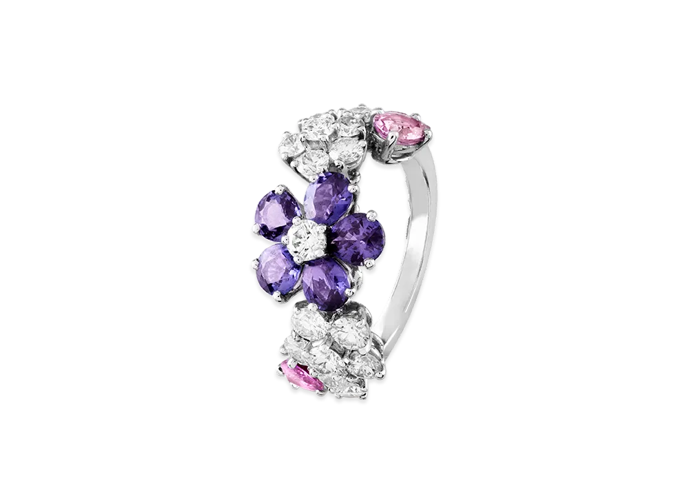 Van Cleef & Arpels Folie des Pres ring "18K White gold/Sapphire/Diamond"