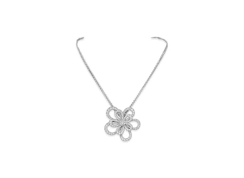 Van Cleef & Arpels Flowerlace clip pendant "18K White gold/Diamond"