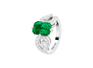 Van Cleef & Arpels Aladin solitaire emerald 3.69 carats "Platinum/Emerald/Diamond"