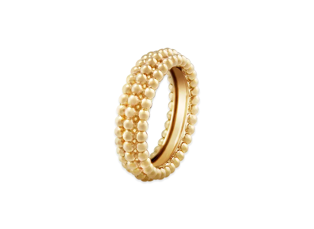 Van Cleef & Arpels Perlee gold pearls ring 3 rows model "18K Yellow gold"