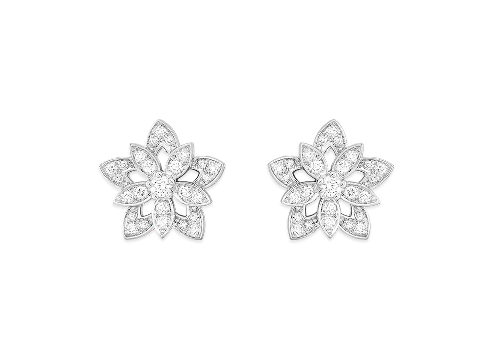 Van Cleef & Arpels Lotus earrings mini model "18K White gold/Diamond"