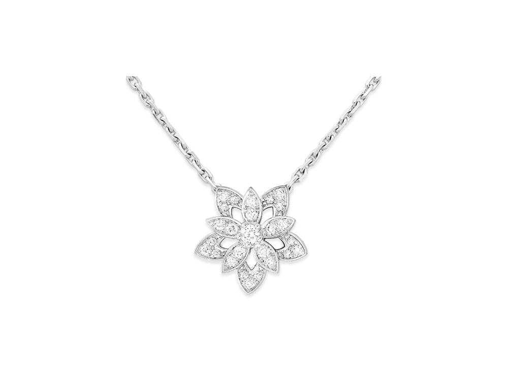 Van Cleef & Arpels Lotus pendant mini model "18K White gold/Diamond"