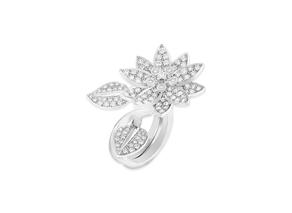 Van Cleef & Arpels Lotus Entre les Doigts ring "18K White gold/Diamond"